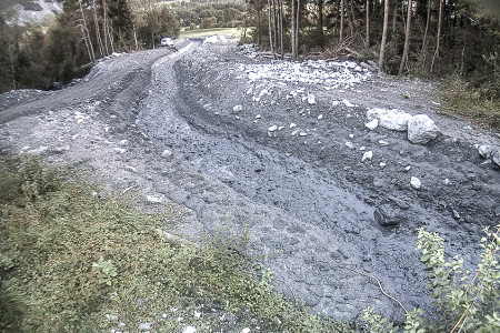 18. September 2014 Weiche 1: Der Geschiebefang ist voll, die Murgänge müssen umgeleitet werden.